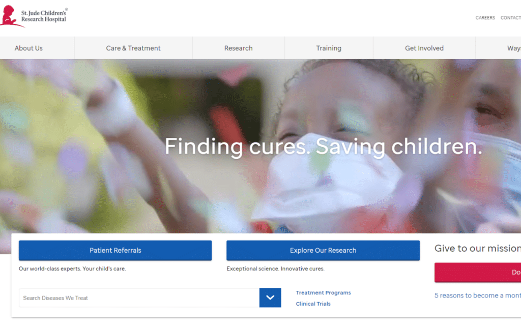 Famous Websites Built with Laravel : St. Jude Children's research hospital