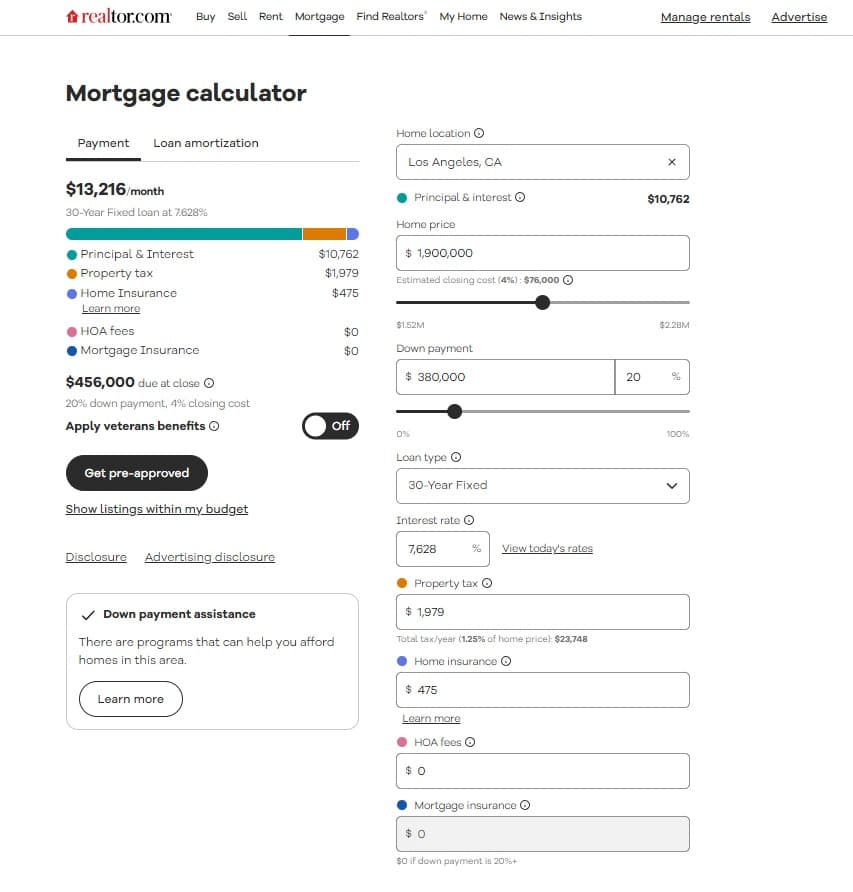 Creating a real estate website mortgage calculator feature