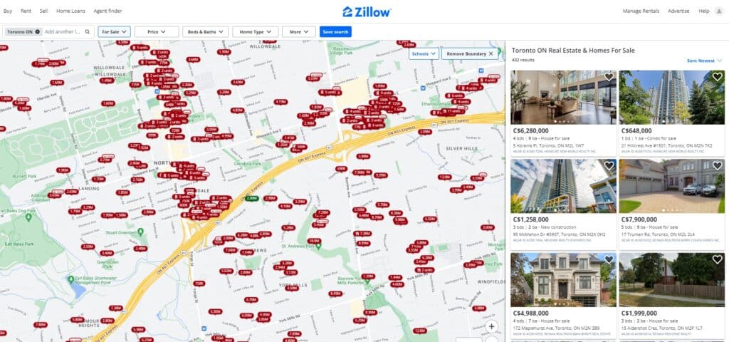 How to make a real estate website like Zillow: Google Map integration screenshot