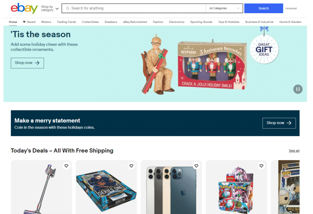Build a website like eBay: main page screenshot